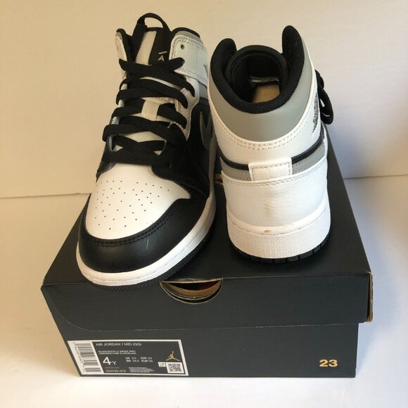 Nike Air Jordan 1 MID (GS) Black/White - LT Smoke Grey - Size 4Y-554725 073 -New - Picture 4 of 7